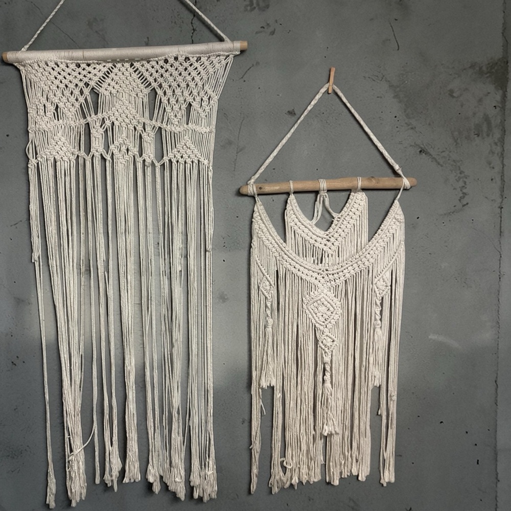 Set of 2 large macrame wall hangings